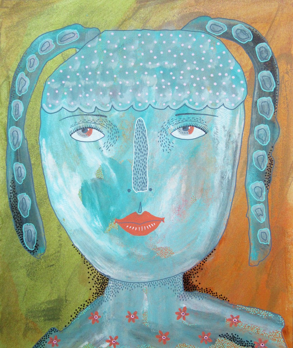 Blue Girls With Pigtails by Bea Roberts
