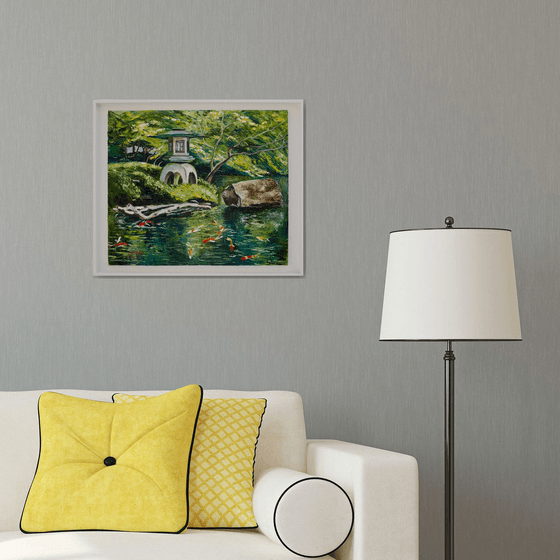 Japanese garden. Koi FRAMED