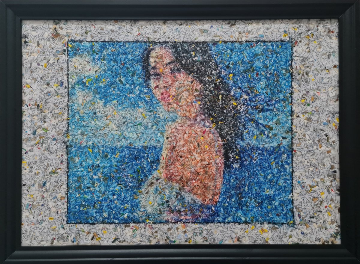 Impressionistic Portrait Collage By Alessio Mazzarulli, 30 X 22, Not Your Doll - 13 (N.675), Original Artwork