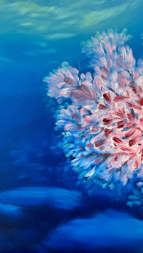 Underwater Sakura, 40 x 30, oil on canvas by Marina Zotova