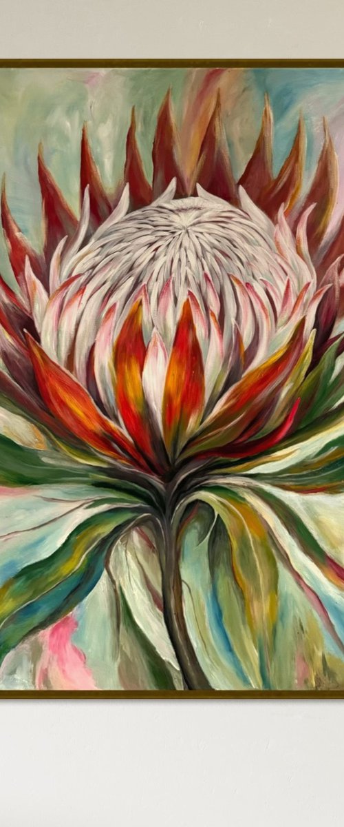 “Flame of Life – King Protea” by JuliaP Art