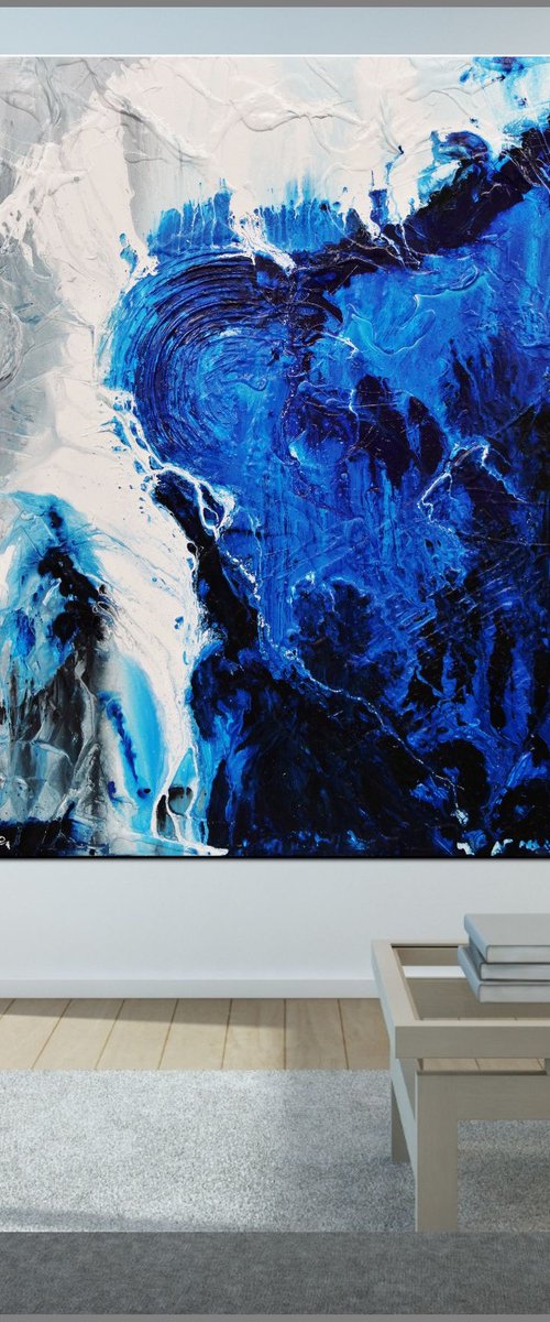 Blue Blues 120cm x 150cm Blue Abstract Art by Franko