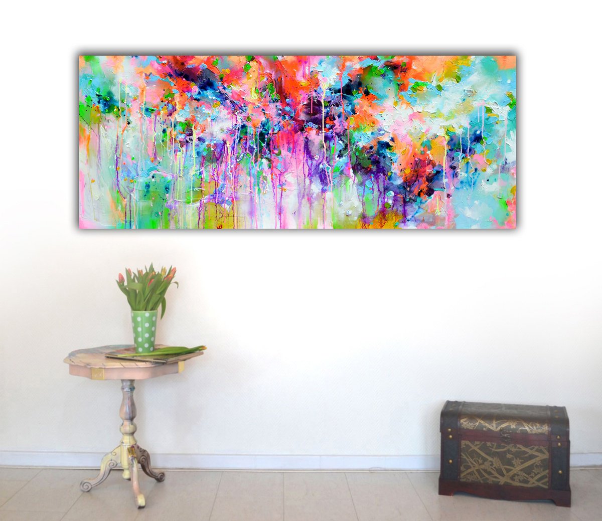 Impressionistic Abstract Acrylic Painting By Soos Roxana Gabriela, 59 X 24", Fresh Moods 110, Original Artwork