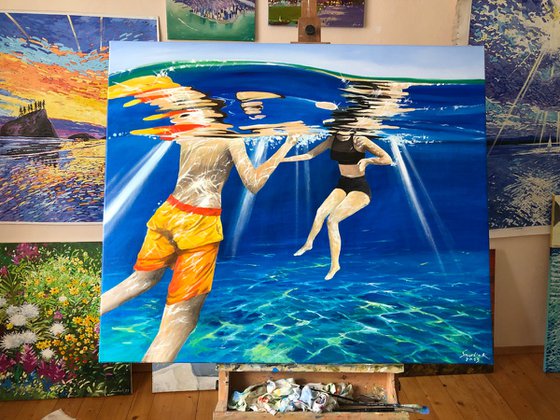 Large underwater painting 100-120cm