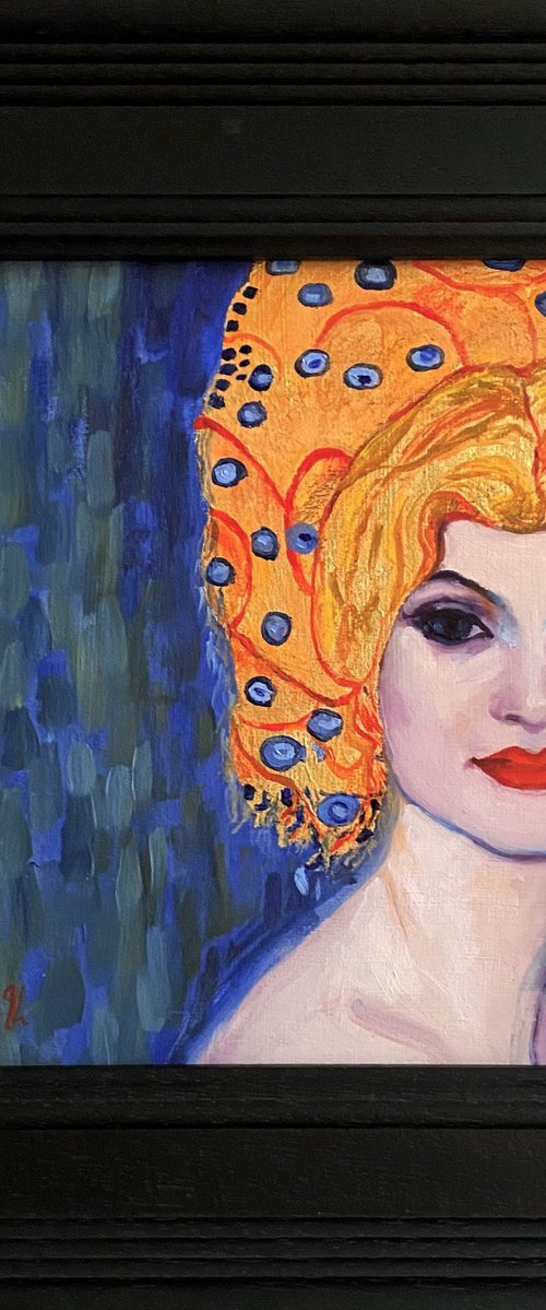 The Siren: Gold leaf oil portrait with frame. by Jackie Smith