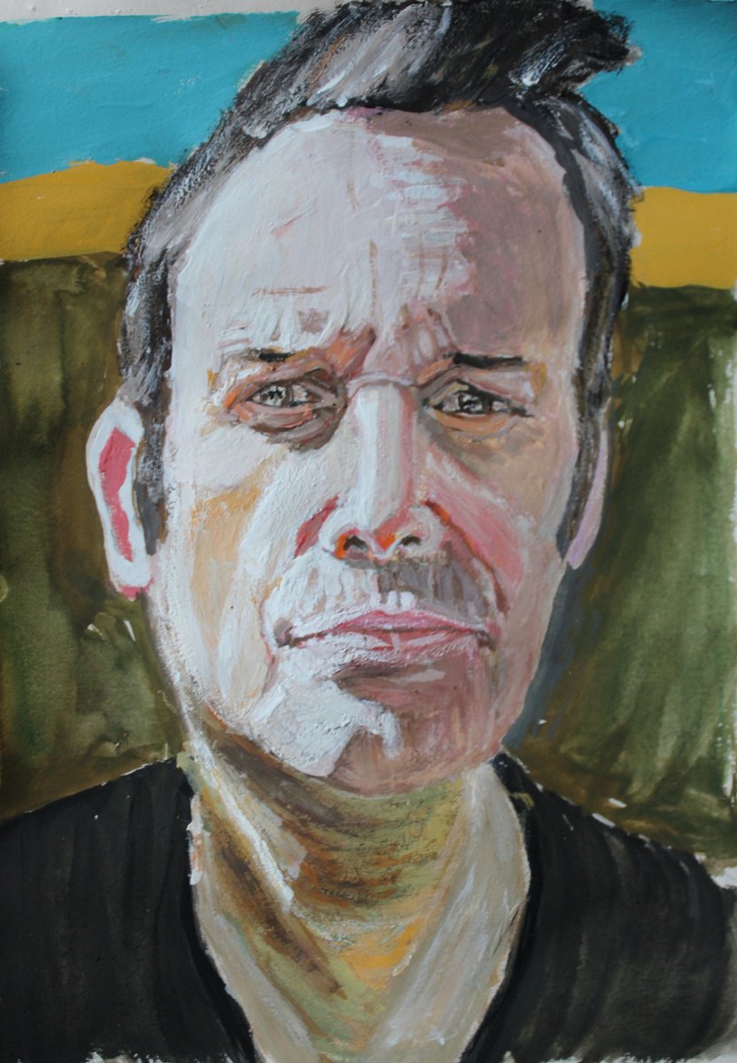 Expressive Portrait Painting By James Henry Johnston, 7 X 11, Lockdown, Original Artwork