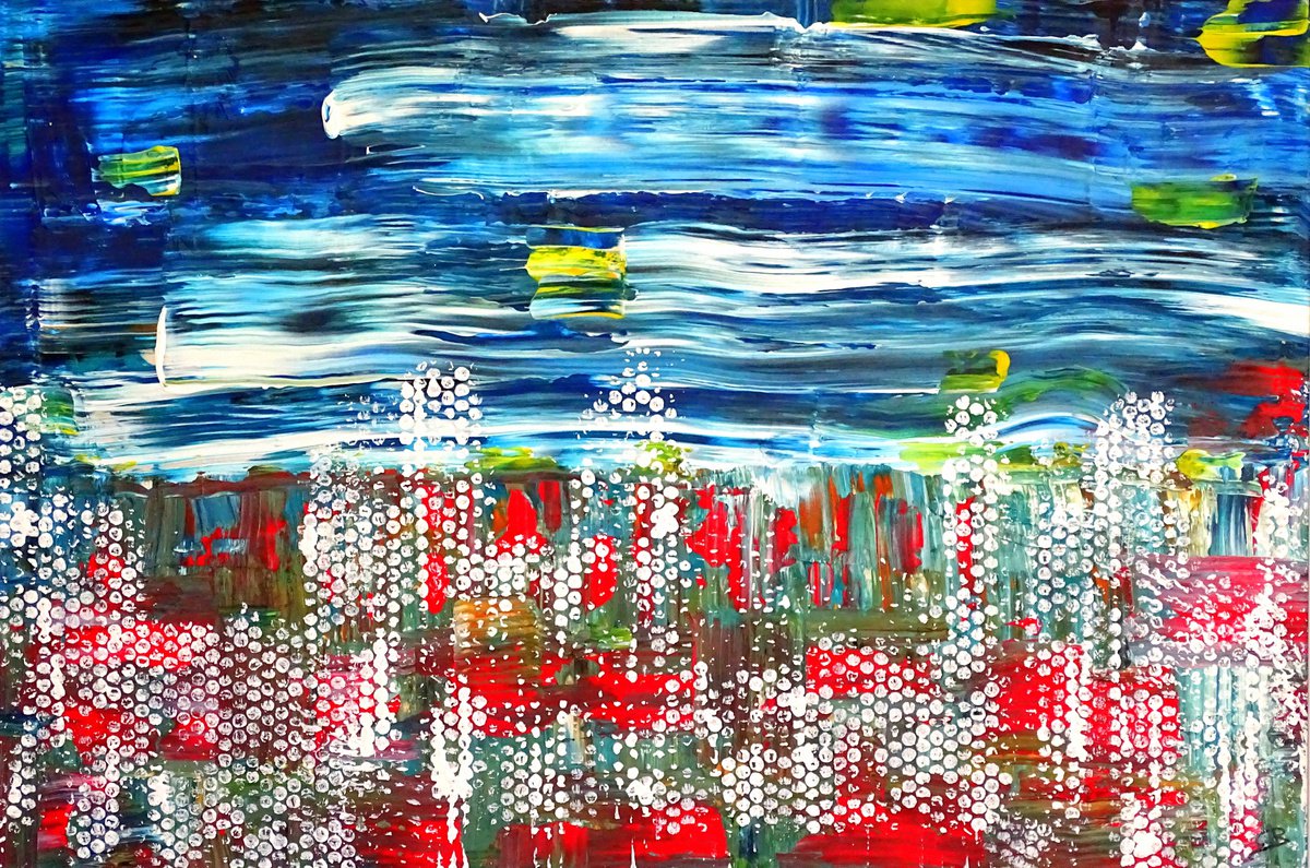 Abstract Acrylic Painting By Cb., 37 X 25, Treasure Dots, Original Artwork