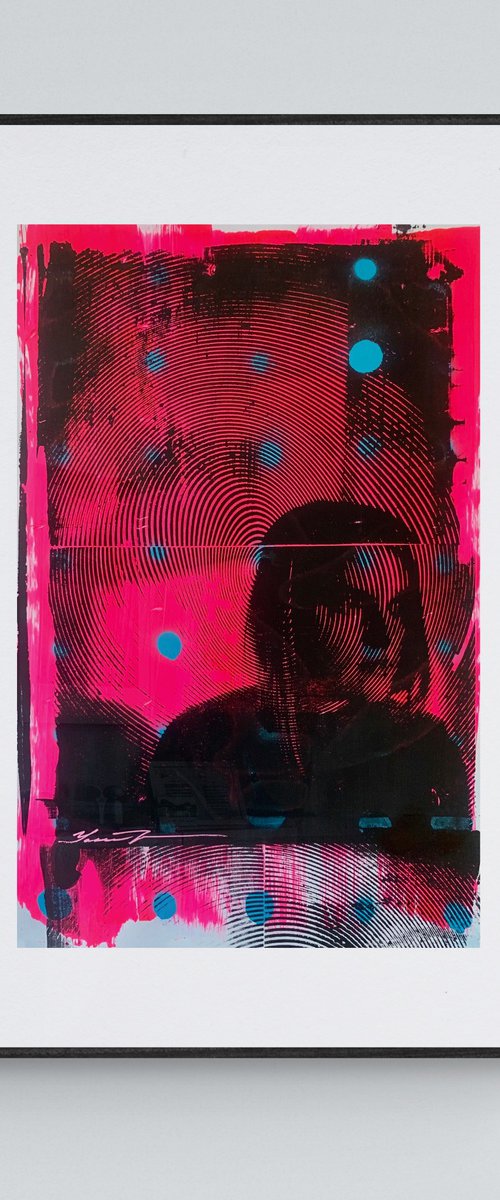 "Girl on a pink background with blue dots" #2 by Yaroslav Yasenev