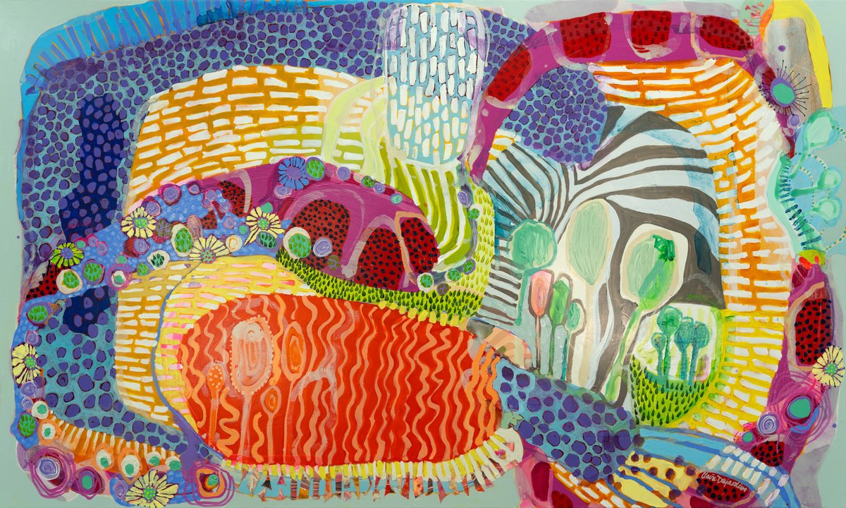 Abstract Acrylic Painting By Claire Desjardins, 80 X 48, Morning Hike, Original Artwork