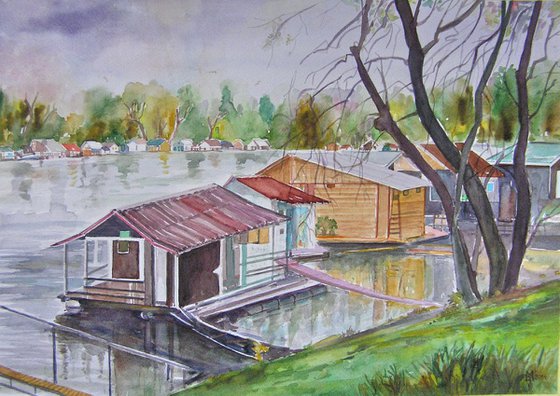 Cottages on the Sava river / Waterscape