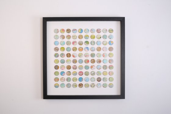 100 map dots original framed artwork