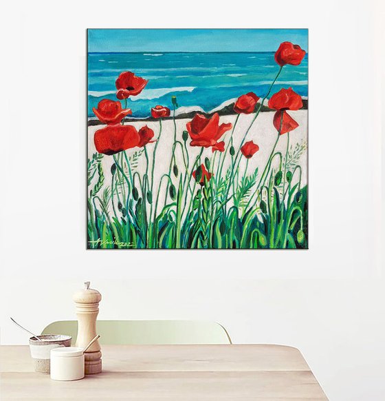 Poppies at the Seaside