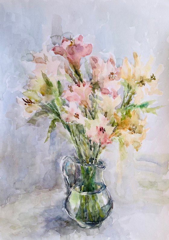 Bouquet in jug 16,5x23,2 in