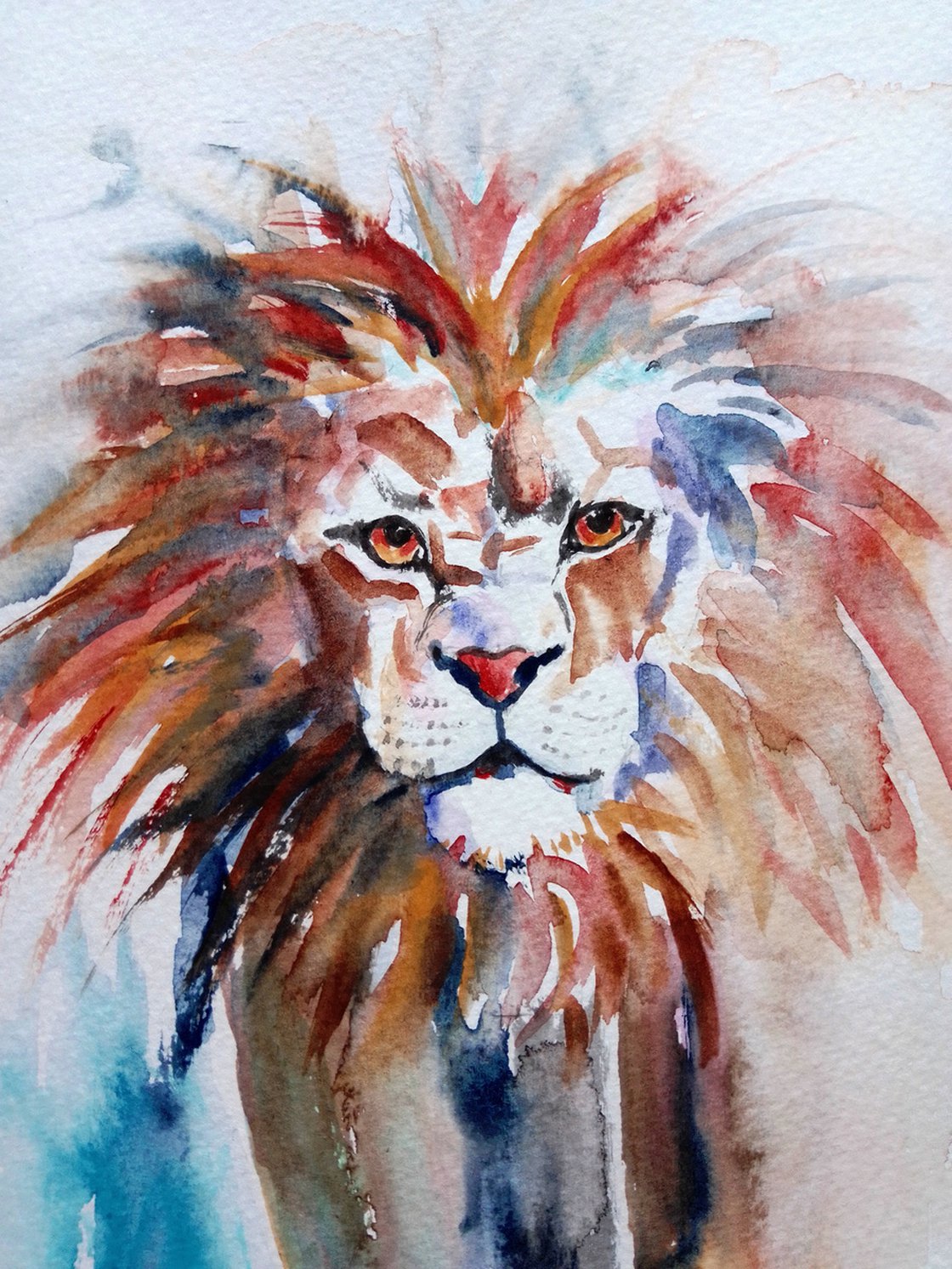 Lion Running Watercolour by MARJANSART | Artfinder