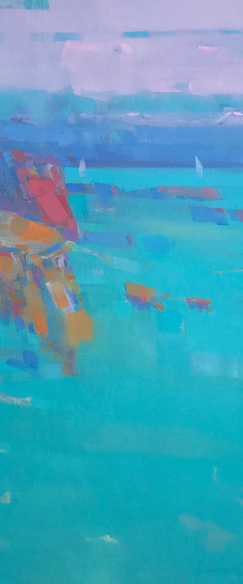 Turquoise Bay, Original oil painting, Handmade artwork, One of a kind by Vahe Yeremyan