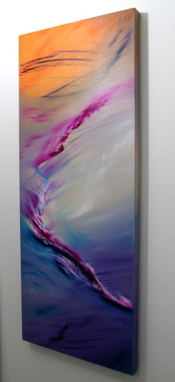 Distracted dream III, 40x100 cm, Deep edge, LARGE XL, Original abstract painting, oil on canvas