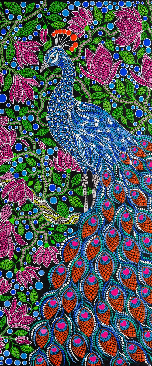 Peacock Among Magnolias by Oxana Lazari