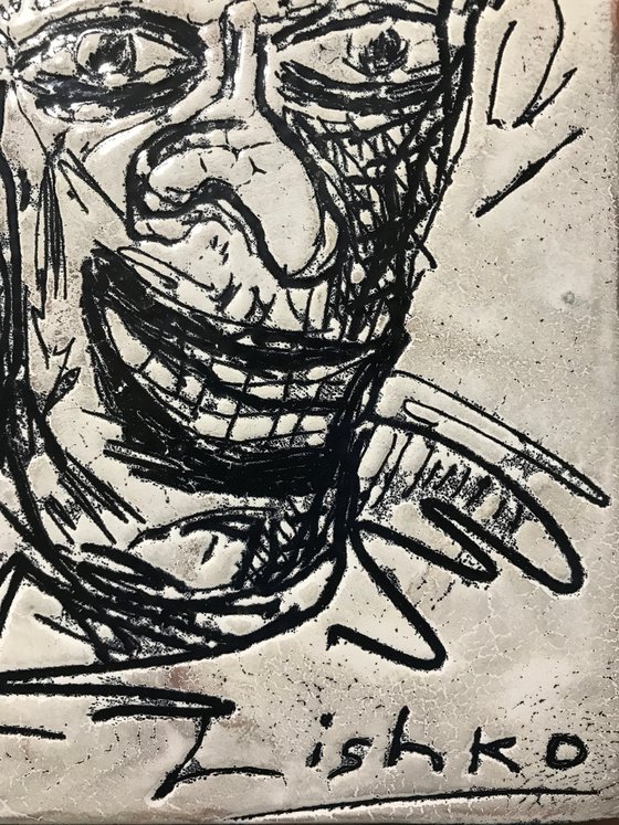 Portrait  (Hot enamel on copper)