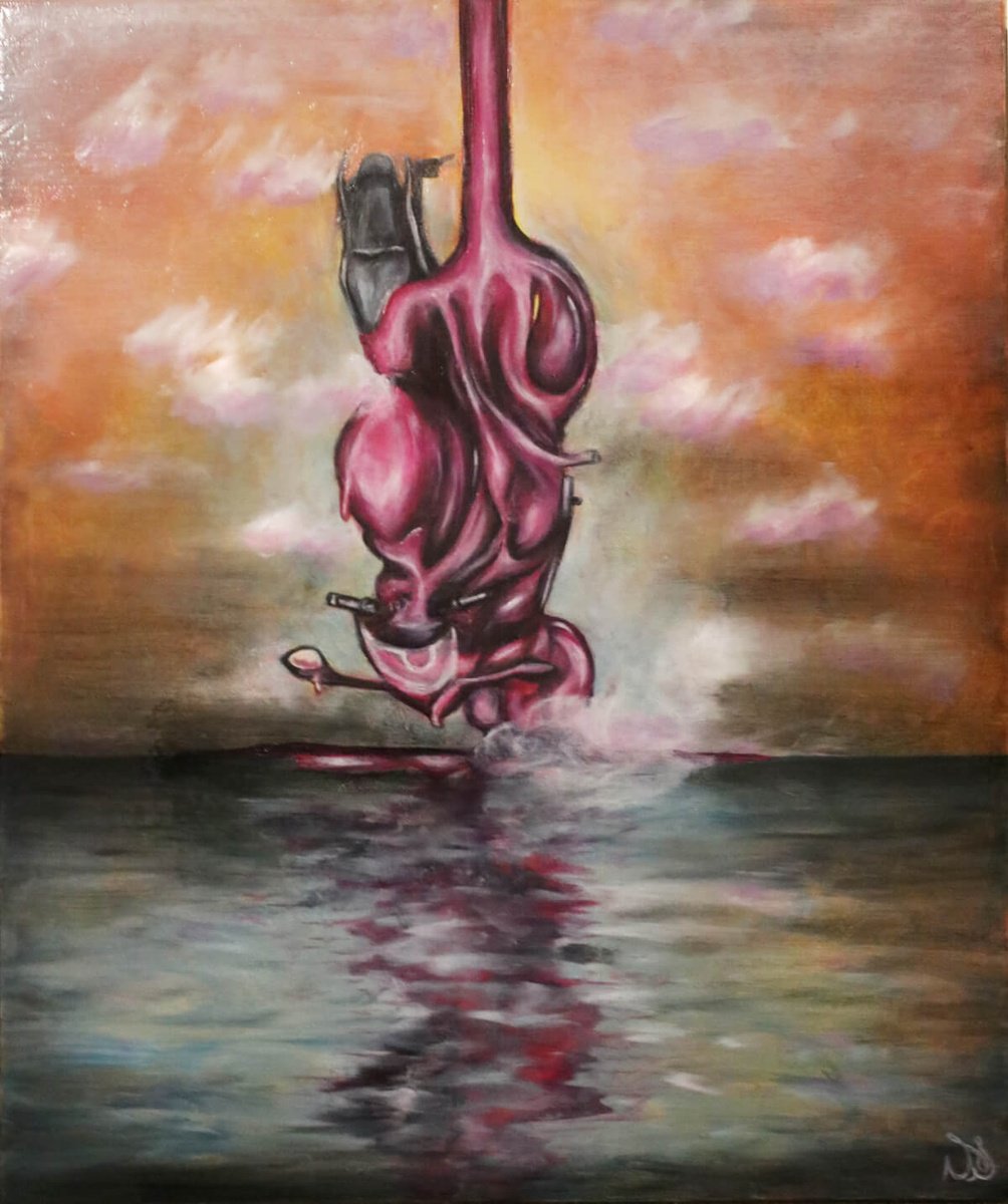 Surrealistic Transport Oil Painting By Vanessa T Stefanova, 20 X 24", Joy, Original Artwork