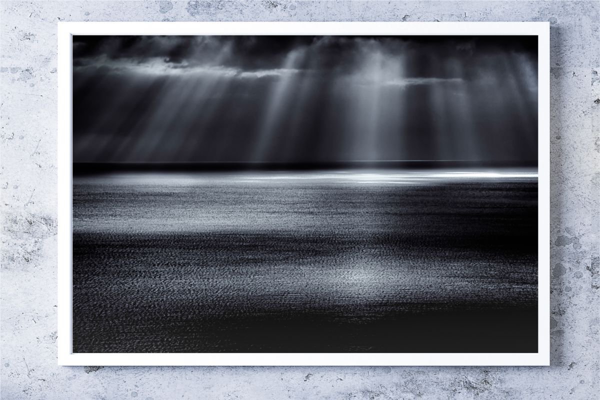 First Night - Black and White Seascape 60 x 40 inches Canvas by Lynne Douglas