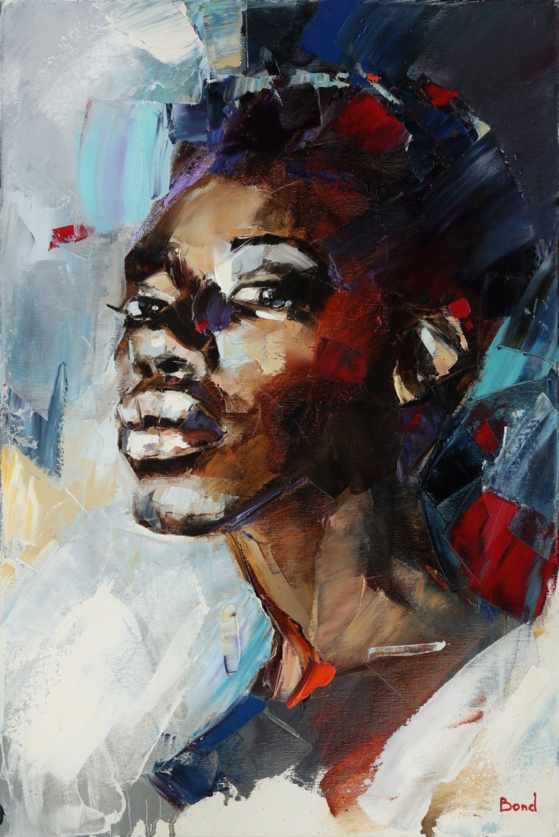Expressive Portrait Oil Painting By Tetiana Bond, 16 X 24", Gaze Into Infinity, Original Artwork