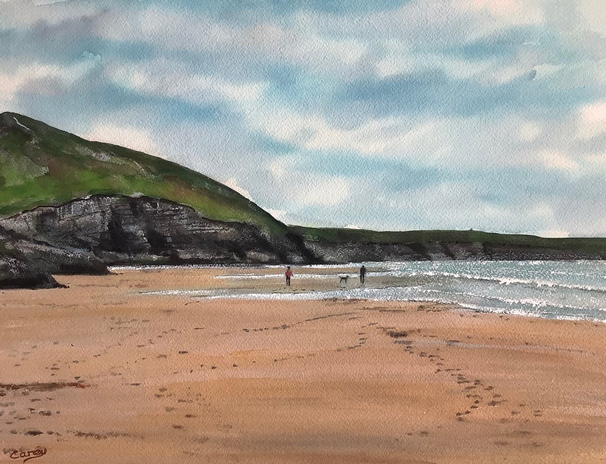 Impressionistic Landscape Watercolour By Darren Carey, 14 X 10, Coastline, Original Artwork