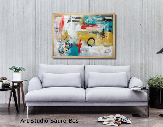 framed paintings for living room/extra large painting/abstract Wall Art/original painting/painting on canvas 100x70-title-c752