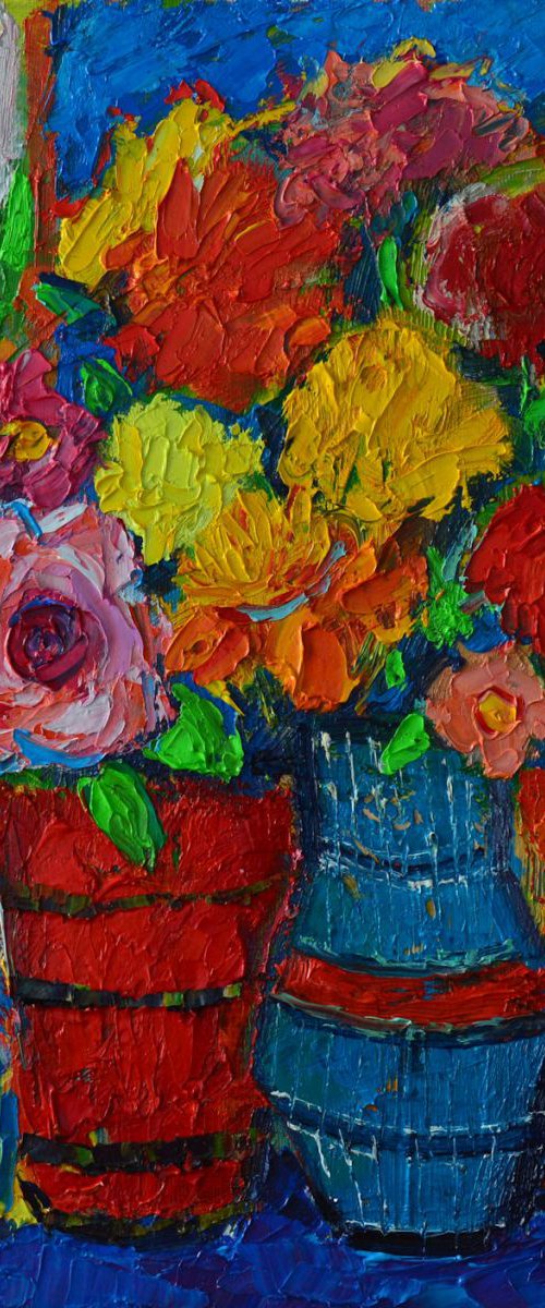 ABSTRACT FLORAL - COLOURFUL VASES AND FLOWERS by ANA MARIA EDULESCU