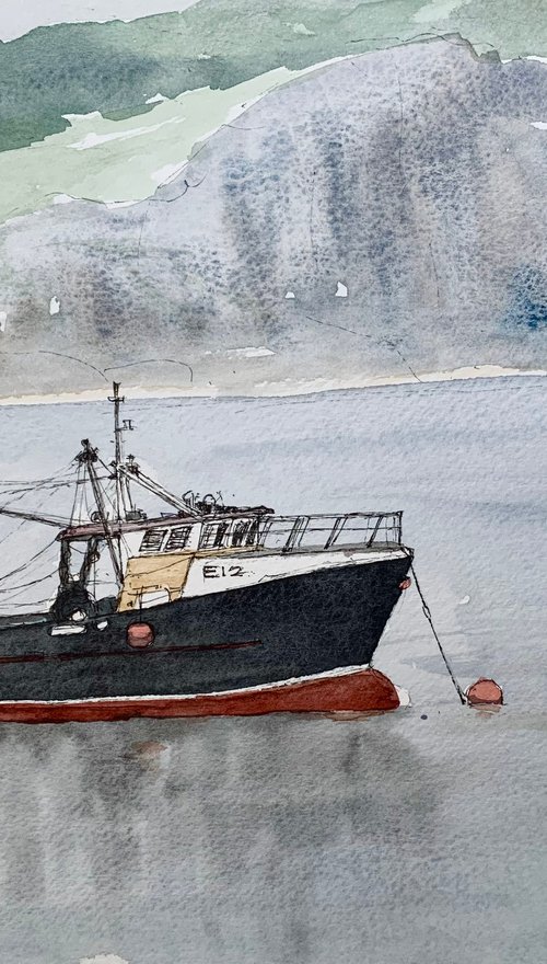 Fishing Boat off Lyme Regis by Michael Richards