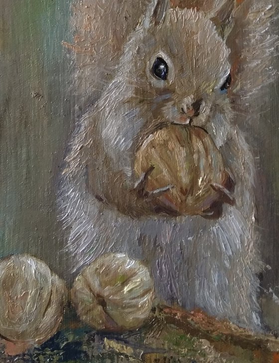 Squirrel(25x35cm, oil painting, impressionistic)