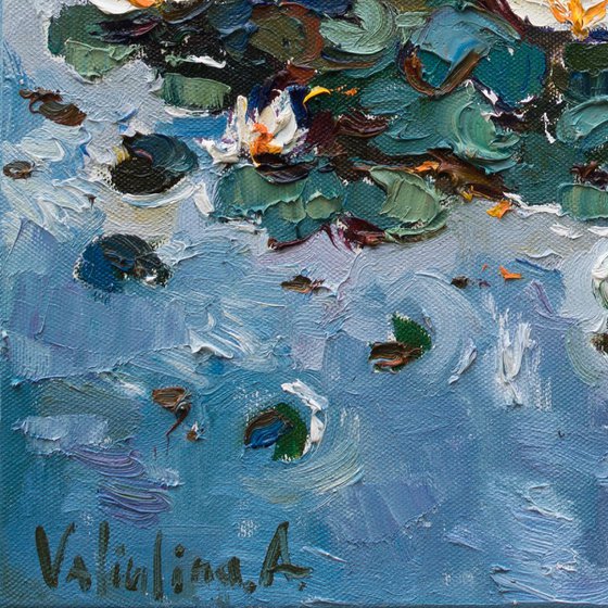 White Water Lilies - Original Oil Painting