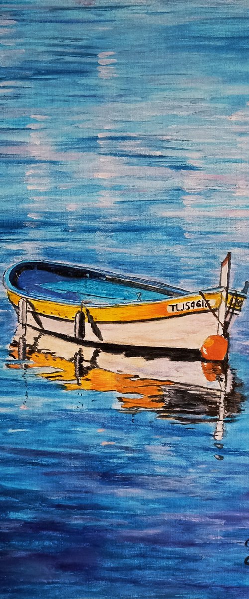 The boat with reflections 3 by Isabelle Lucas