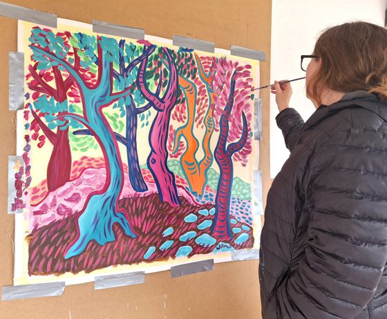 Morning Landscape with Pines III