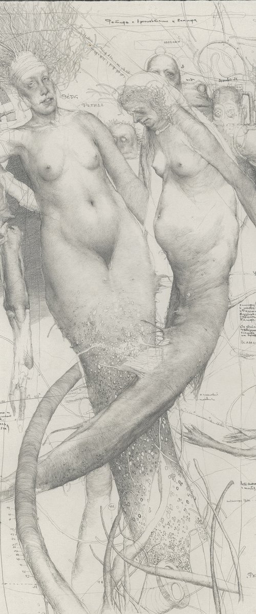 SOLD! THETIS HELPS ARGONAUTS. Drawing by Konstantin Antioukhin