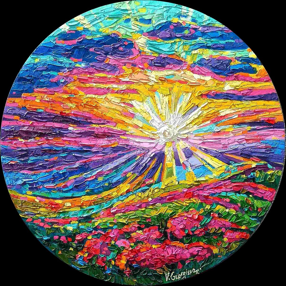 Expressive Landscape Oil Painting By Vanya Georgieva, 31 X 31", Sole 6, Original Artwork