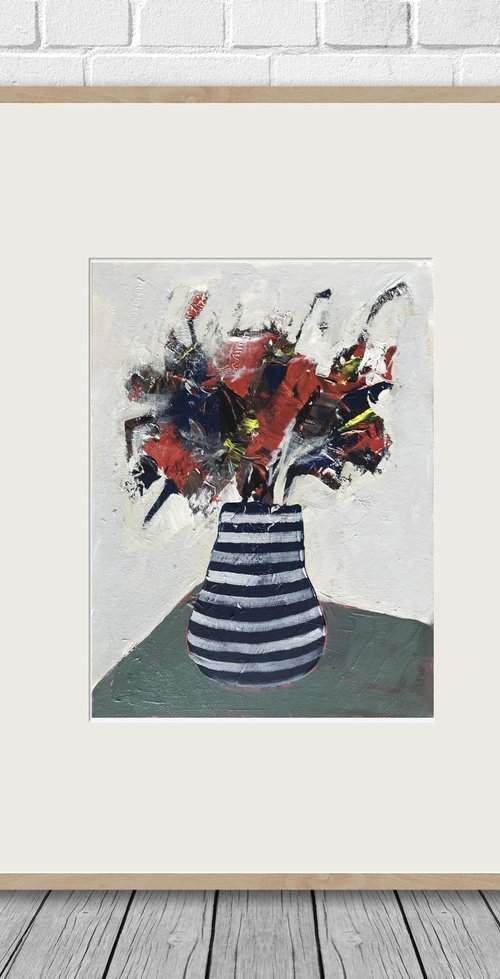 Flowers and Striped Vase #4 by Nick Molloy