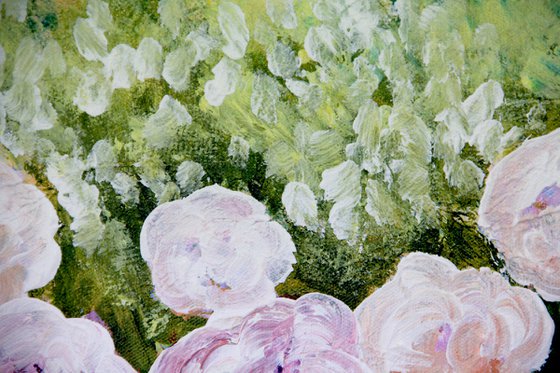 royal delicate pink roses impressionist  painting