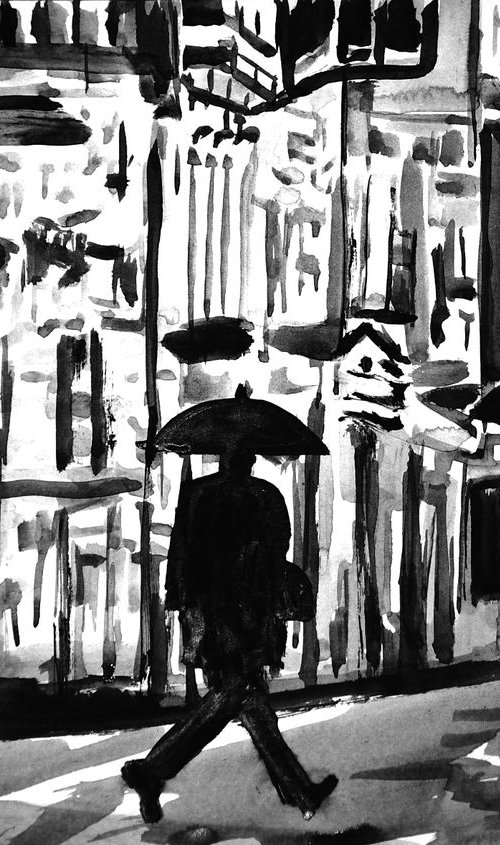 Rainy town IX / 42 x 29.5 cm by Alexandra Djokic