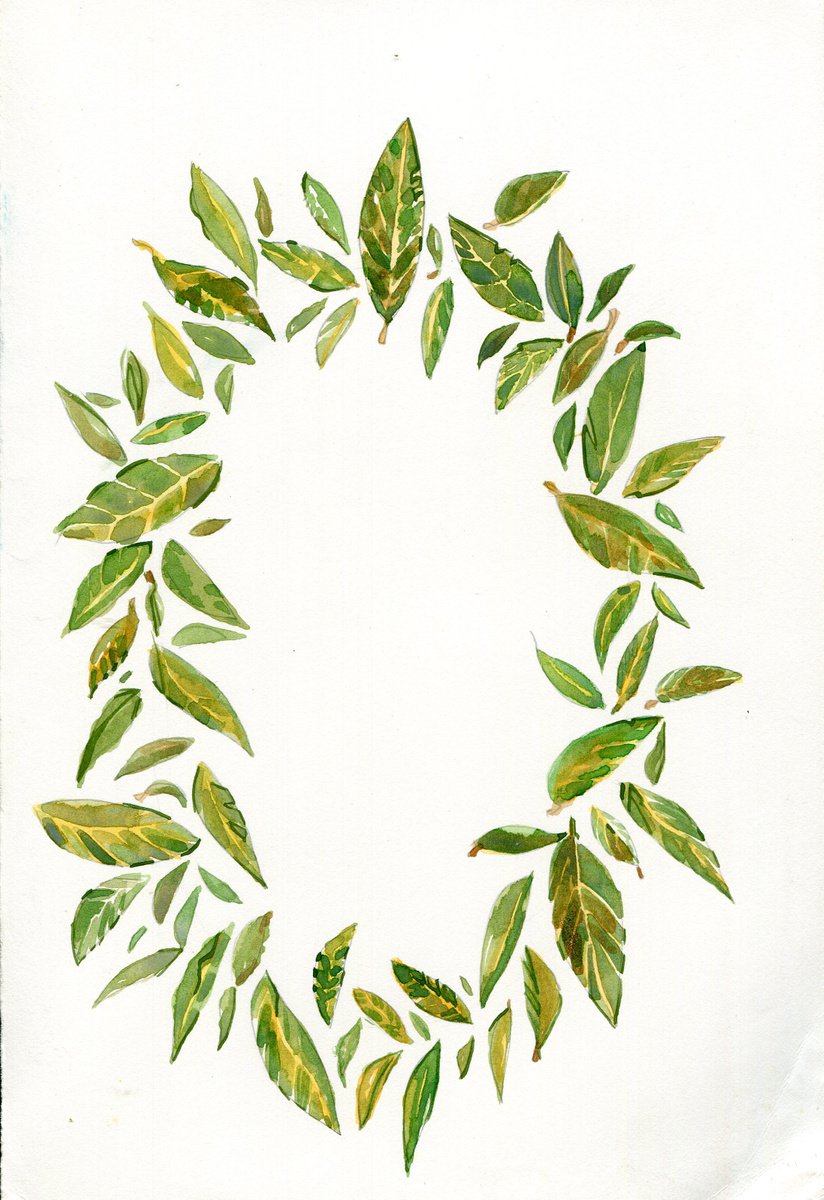 Bay Leaf Wreath original watercolour by Hannah Clark