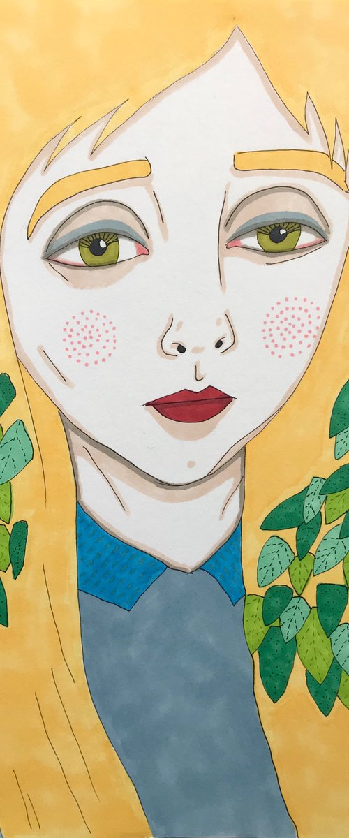 Blonde Girl with Leaves by Kitty  Cooper