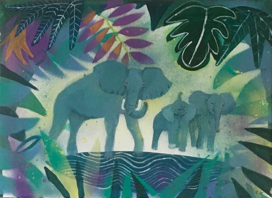 Elephants in jungle