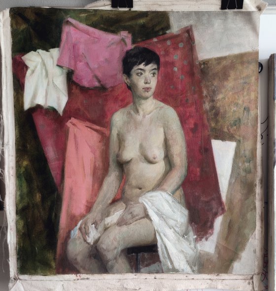 Nude with a white towel