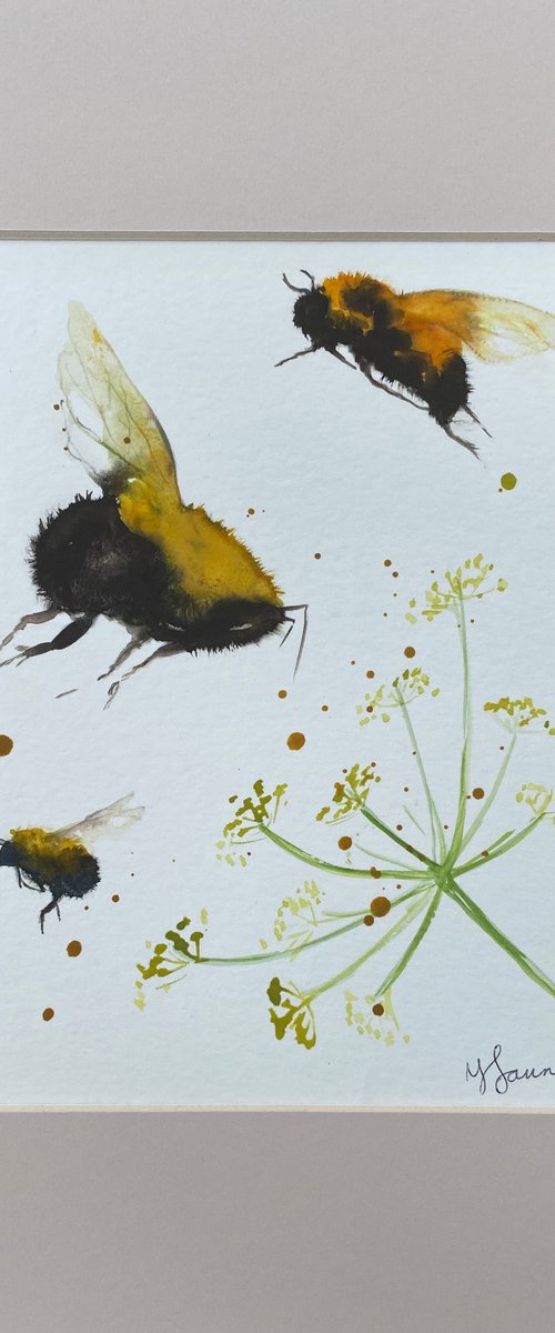 Three  Bees & Fennel by Teresa Tanner