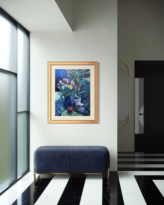 Still life with stripes draperies