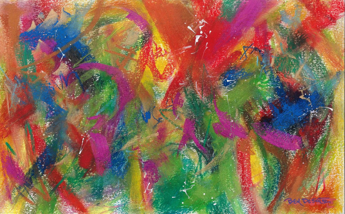 Abstract Pastel Drawing By Ben De Soto, 16 X 10, Abstract 2025, Original Artwork