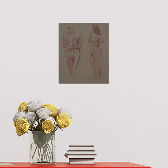 standing nude in 2 poses