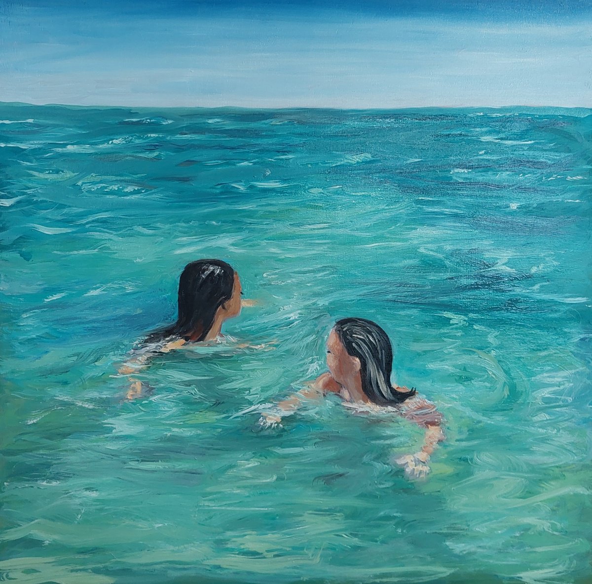 Sisters At Sea By Els Driesen, 20 X 20, Artwork For Sale On Artfinder