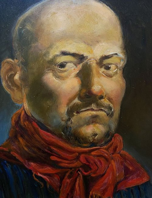 Portrait in a red scarf by Oleg and Alexander Litvinov