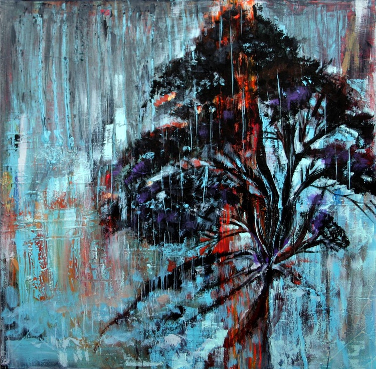 Autumn Rain Acrylic Painting By Cheryl Paolini Artfinder