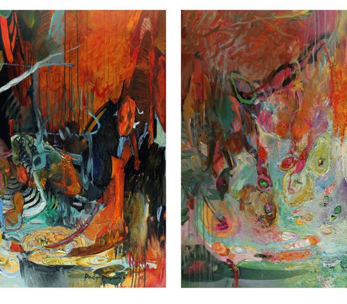 Friendly party (diptych) by Marina Podgaevskaya